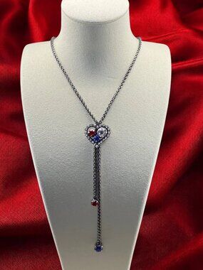 America Crystal Rhinestone Lariat Necklace
